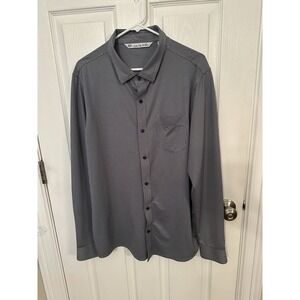 Travis Mathew Button Up Mens XL Checkered Performance Golf Casual Black white